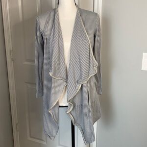 Bordeaux Anthropologie Stripped Gray Blue Cardigan
